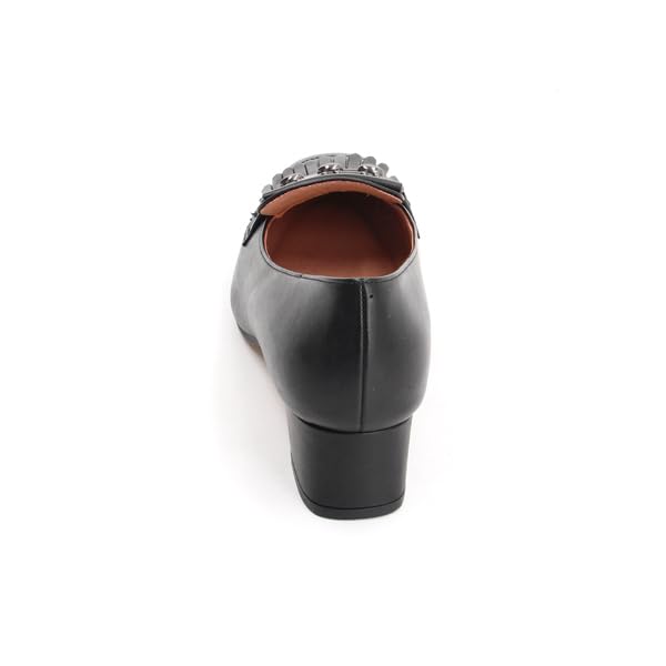 Lanvin en Bleu Women's Chain Motif Square Toe Fringe Pumps, Size 2827, Black, Size 24.0 cm, E