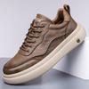 Genuine Leather Shoes Men Footwear Soft Leather Mens Casual Shoes Flat Trendy Platform Sneakers High-quality Outdoors Walk Brown