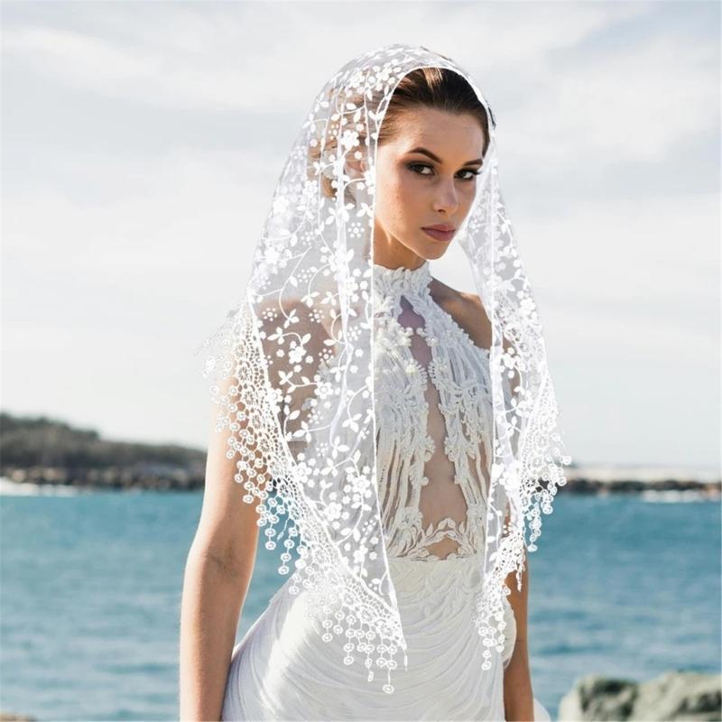 Latin Veils Head Scarf for Church Attendance Mantilla Veils Lace Head Covering Flower Veils for Travel and Worship Service