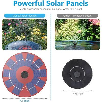 Solar-Springbrunnen für den Außenbereich 5V 3W Eingebauter 1200mAh Akku Brunnen mit 6 Düsen DIY Schwimmender Vogelbad-Brunnen IP65 Wasserdicht