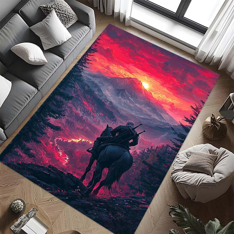 Mountain Rider Sunset Carpet Home Decor Living Room and Bedroom Mats Dormitory Decoration Art Bathroom Mat