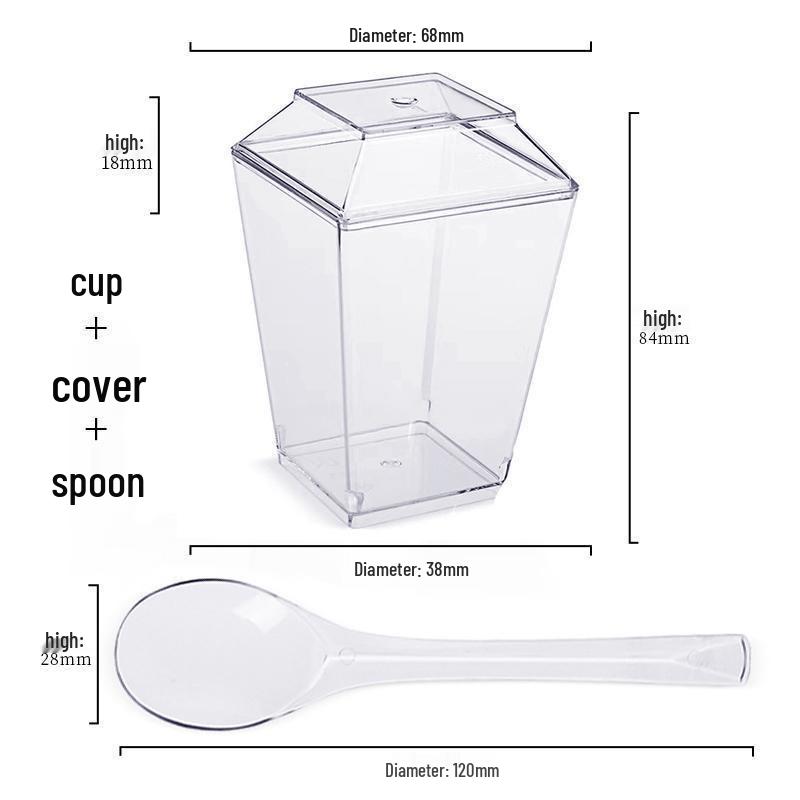 5oz Transparent Disposable Mousse Cup with Lid & Spoon, 160ml Dessert Cup