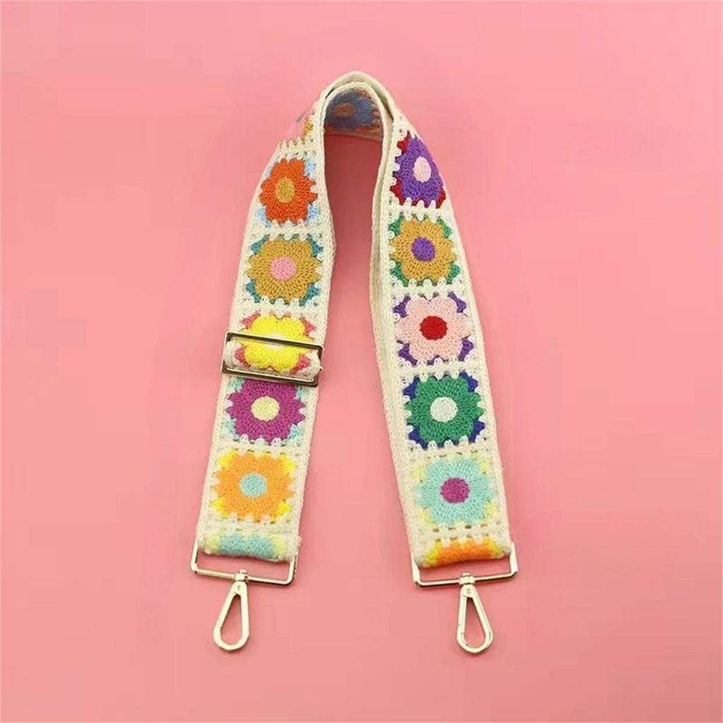 Hand DIY Embroidery Vintage Style Adjustable Shoulder Strap Colorful Crossbody Replacement Strap Handbags Purse Accessory Strap