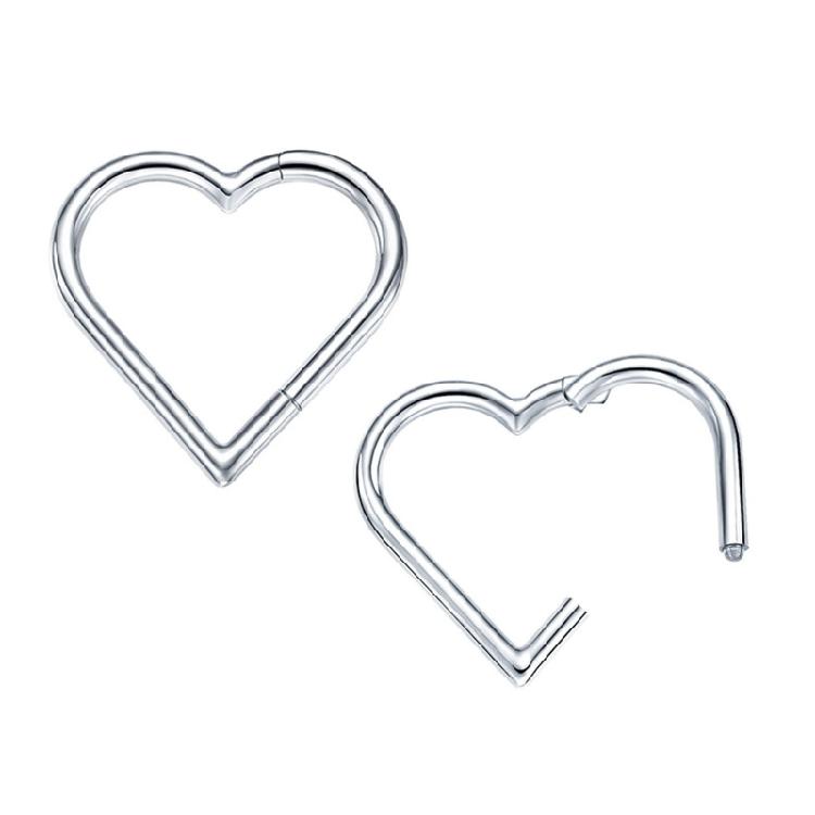 G23 for Titanium Earrings Heart Nose Hoop Ring Nostril Piercing Jewelry Studs