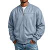 Men's Casual Long Sleeve Zip Up Baseball Jacket with Stand Collar and Pockets