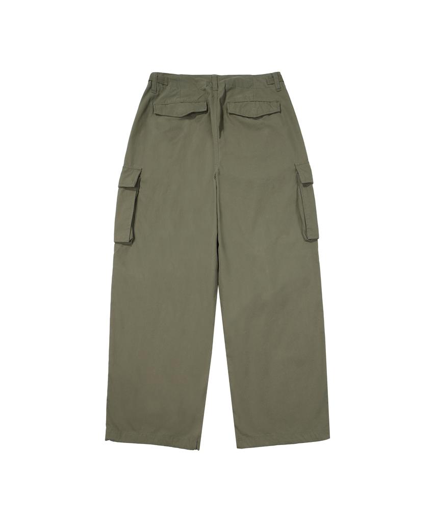 Syupeodeulai W Wide Cotton Cargo Pants Khaki
