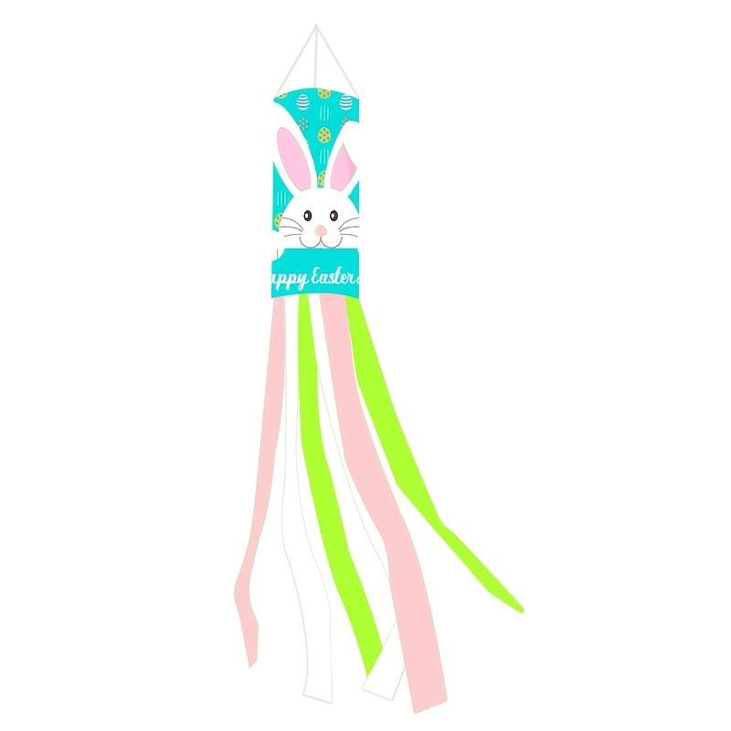 

Happy Easter Pastel Rabbit Windsock Durable Polyester Festive Outdoor Decoration for Home Garden Party Supplies As Picture