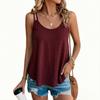 Dames Ronde Hals Mouwloze Tanktop Losse Pasvorm Broderie Jacquard Spaghettibandje Camisole Zomer Laagjes Basic Top
