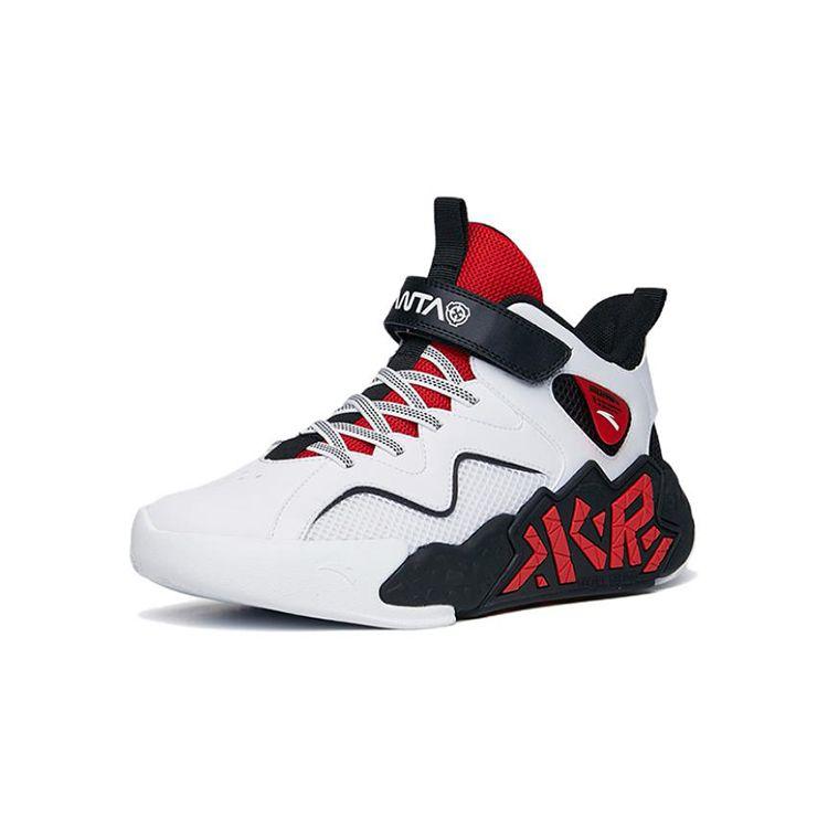 Anta Mládež Děti Cement Krypton Tlumení nárazů Odolné proti opotřebení Prodyšné Středně vysoké Basketbalové boty Dětské basketbalové boty Bílé Černé Červené A312221166-1