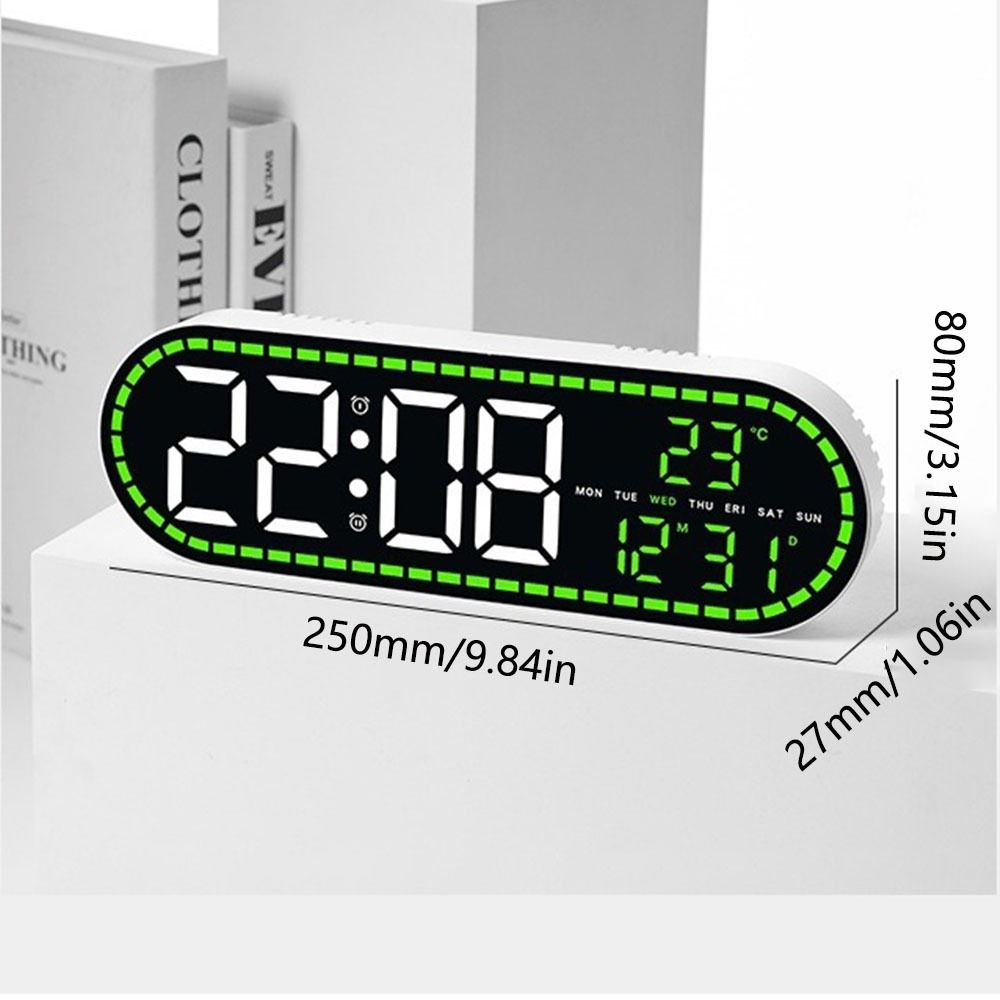 Temperature Display Electronic Wall Clock Date Display 12/24H Display Digital LED Clock Brightness Adjustment Calendar Display