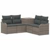 Sofa Set 5 Pieces Gray and Dark Gray Poly Rattan and Steel