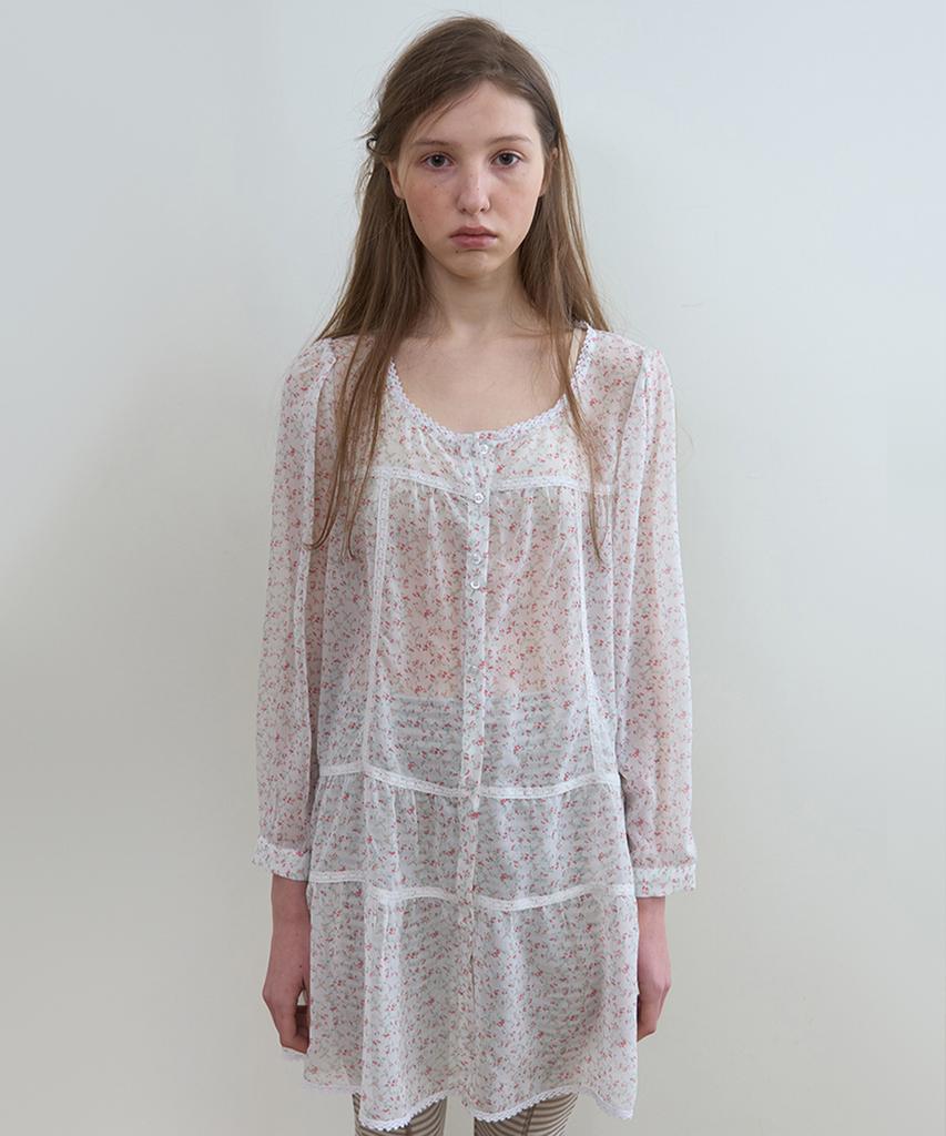 Nokeontencheu 338. Sheer Flower Dress _ Ivory