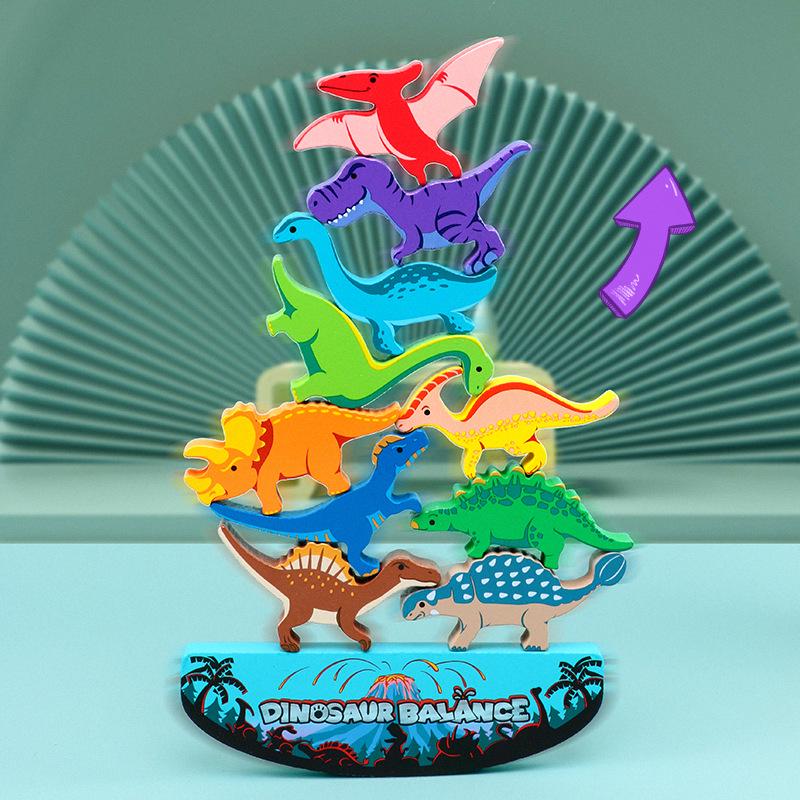 

Деревянная балансирующая лодка с динозаврами: Обучающая Дженга для детей