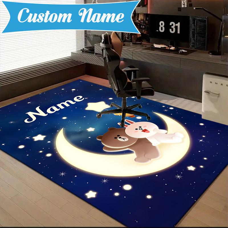 Custom Name Love Cony Brown Forever Rug for Living Room, Game Rooms, Office, Bedroom, Floor Mat Playful Design, fan gifts Christmas decor