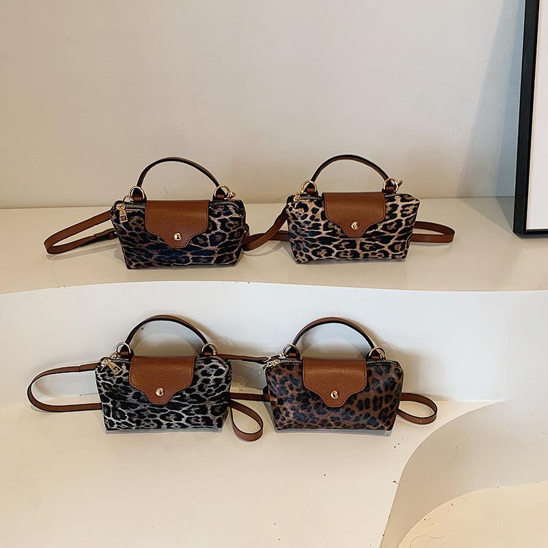 Chic Style Korean Leopard Print Color Block Small Handbag For Women Ideal For Fashion Winter
