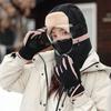 Multifunktionale verdickte warme Kinder Damen Winterhandschuhe Schal Maske integrierte Mütze Outdoor Fahren Elektroauto