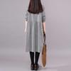 Women Linen Shirt Dress Lapel Long Sleeve Button Down Midi Dress Loose Straight Casual Tunic Dress Plus Size Blouse Dress