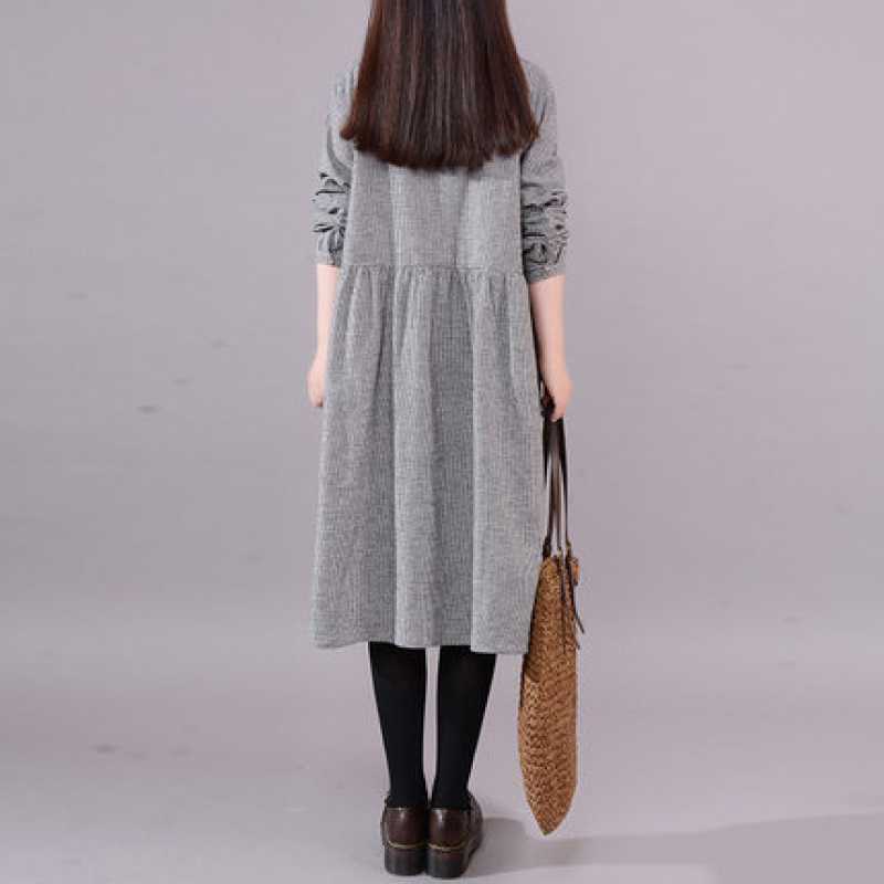 Women Linen Shirt Dress Lapel Long Sleeve Button Down Midi Dress Loose Straight Casual Tunic Dress Plus Size Blouse Dress
