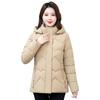 Middle-aged Temperament Hooded Padded Jacket Women's Large Size Autumn and Winter Mother Loose Padded Jacket