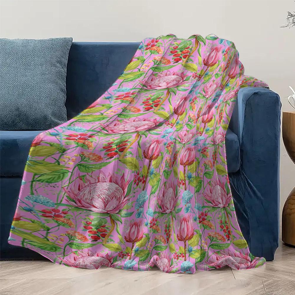 Lebendiger Blumendruck Überwurf Weiche Fleecedecke für Sofa Bett Dekoration Weihnachtsgeschenk Geschenk für Frauen Kinder