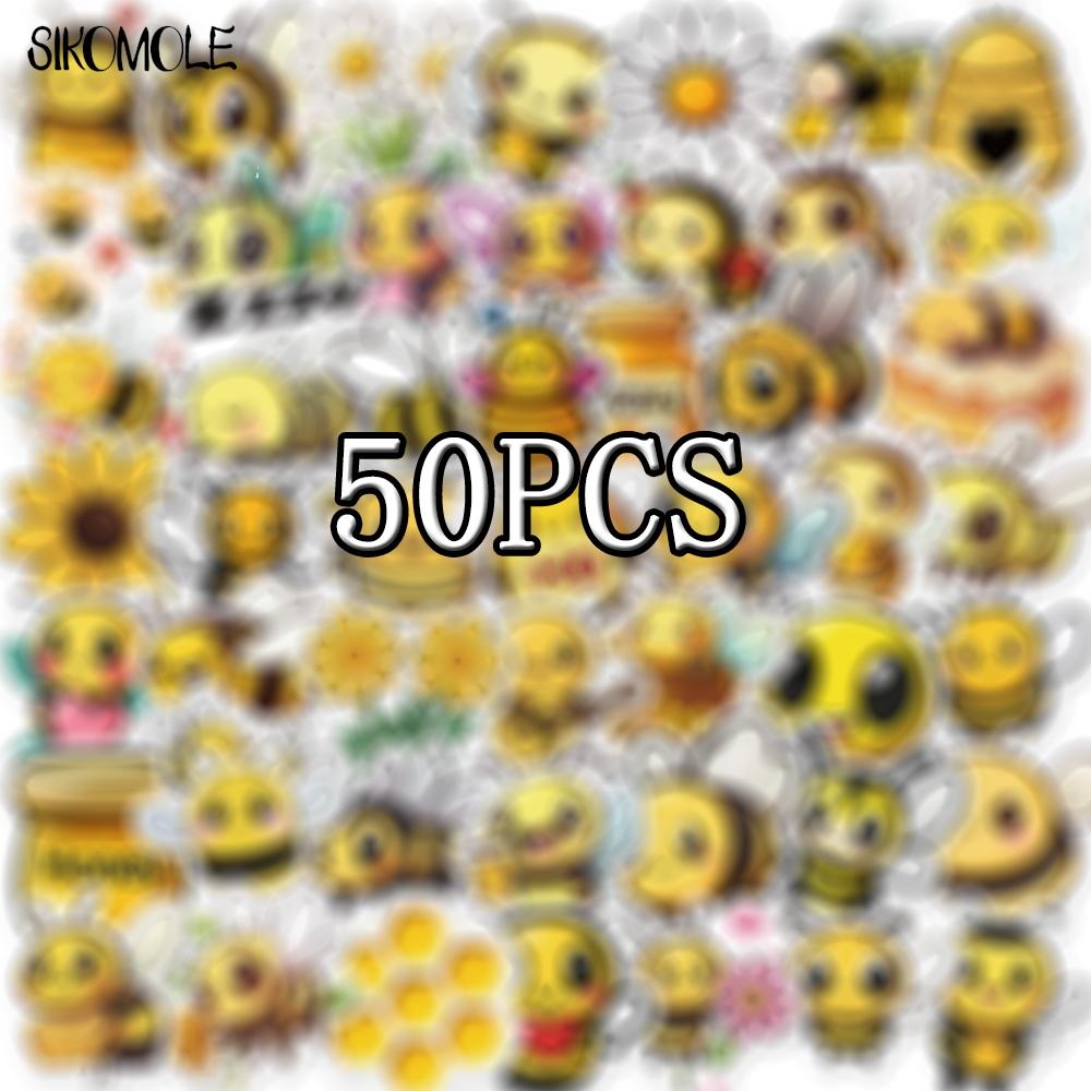 1050 100PCS Cartoon Little Bee Stickers Aesthetic Kawaii Insect DIY Decoration Toy Travel Luggage Decal Graffiti Sticker Pack
