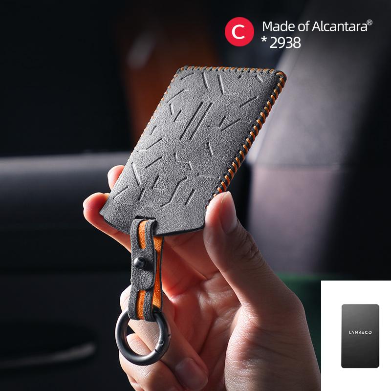 Interior Mouldings Alcantara For LYNK & CO 08 Car Key Case Suede Leather Keychain Auto Accessories Smart Remote Protector Card C