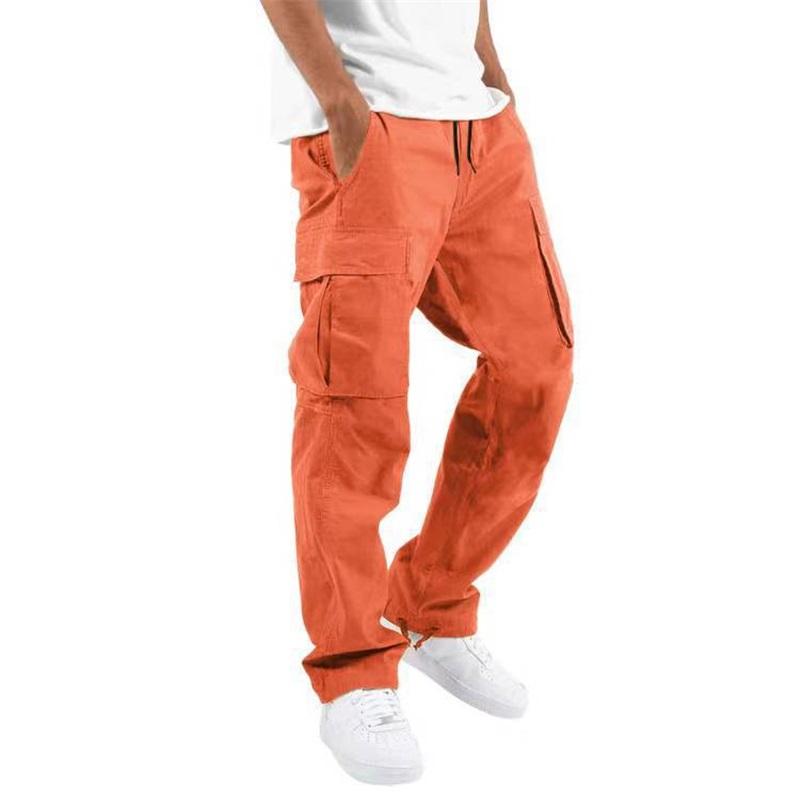 Summer New Style Men's Overalls European And American Style Drawstring Multi-pocket Solid Color Loose Casual Trousers
