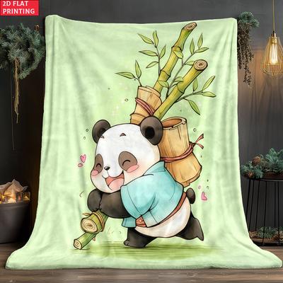 Anime Panda Thin Flannel Blanket for Bedrooms,Living Rooms,Sofas Blankets,Lunch Breaks,Picnics,blankets Fluffy Blanket