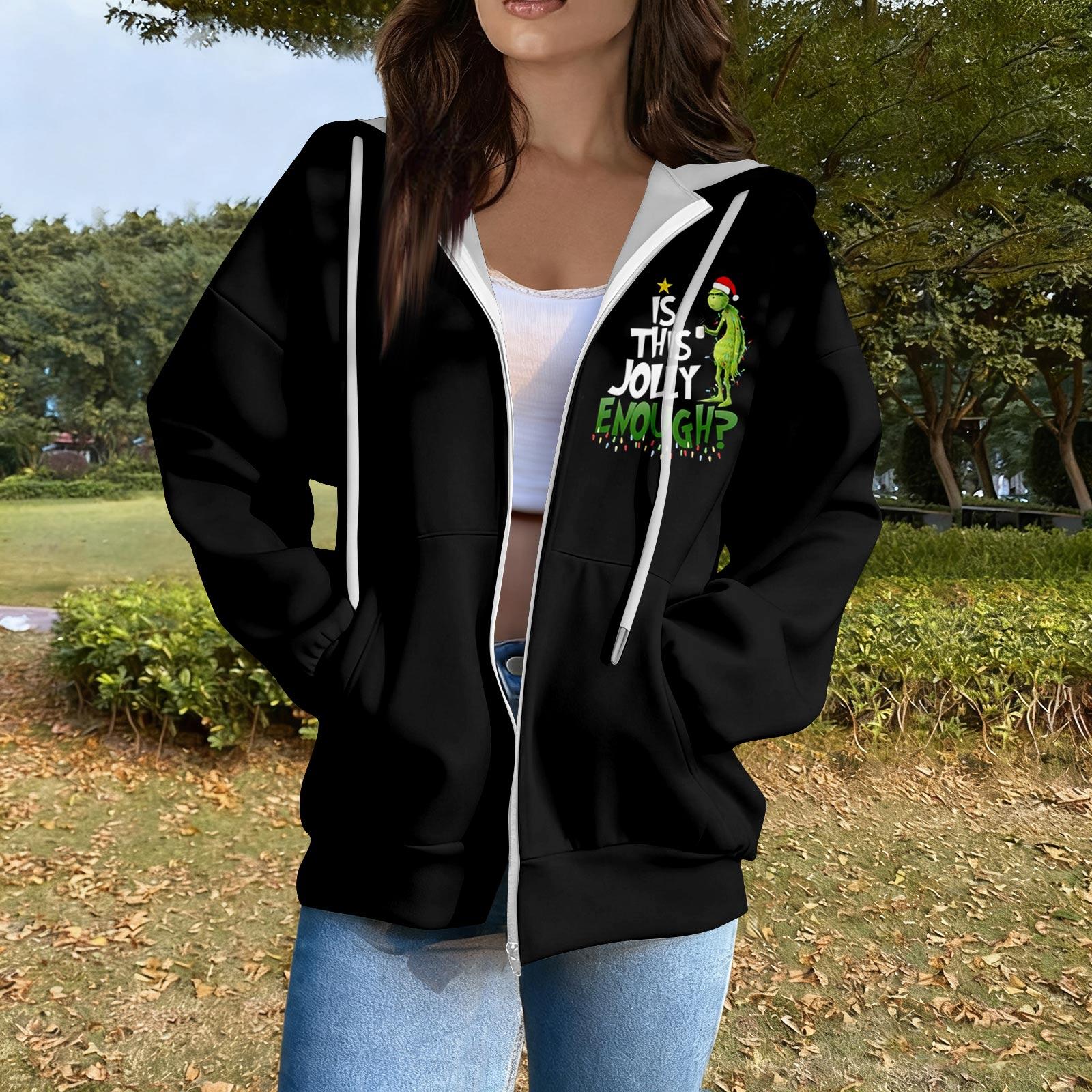 

Женская повседневная модная толстовка с длинным рукавом, на молнии, с принтом и капюшоном XL винный