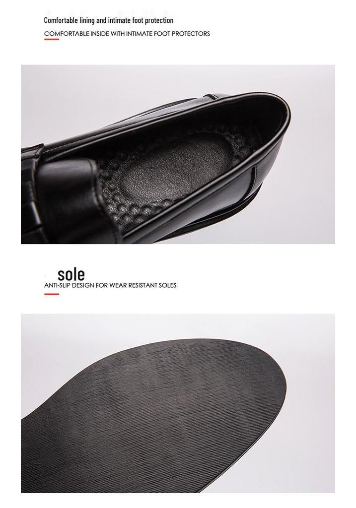 Korean-Style Men's Casual Leather Loafers - Youthful, Versatile, and British-Inspired Slip-On Shoes