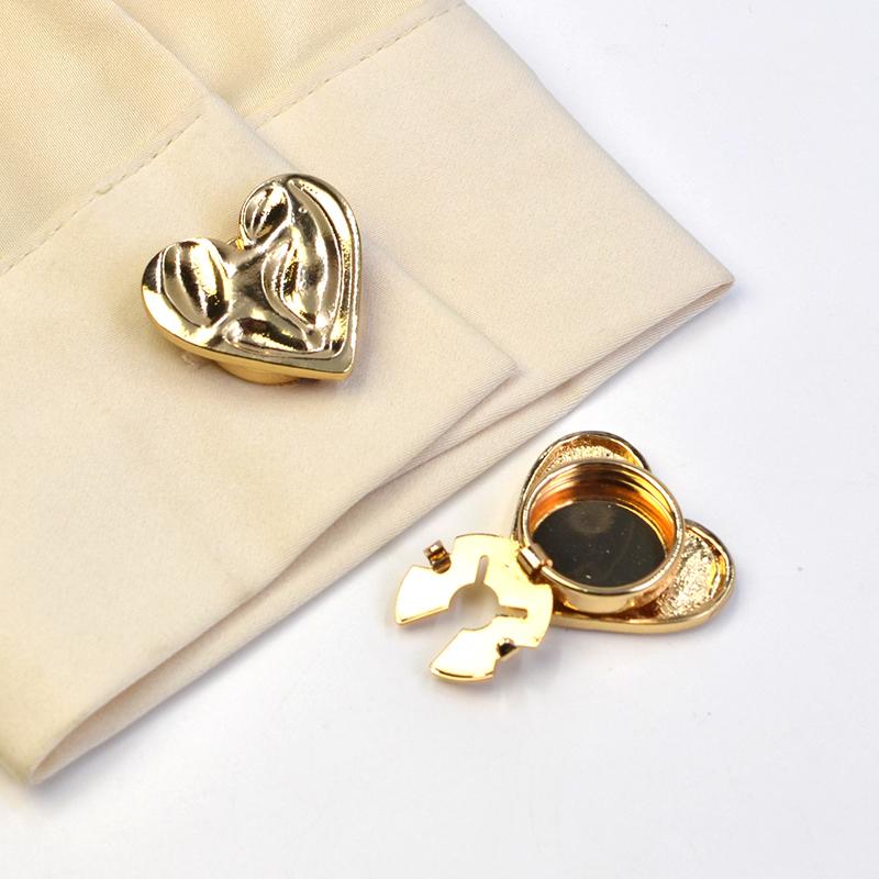 1PC Button Cover Electroplating Cufflinks Exquisite Love Shape Cool Jewelry Party Button Decoration Gift 24x17mm