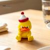 Funny Duck Ornaments 3D Printed Yellow Figurine, Arrogant Statue with Christmas Fun Holiday Party Supplies Hat, Miniature Ornament for Home
