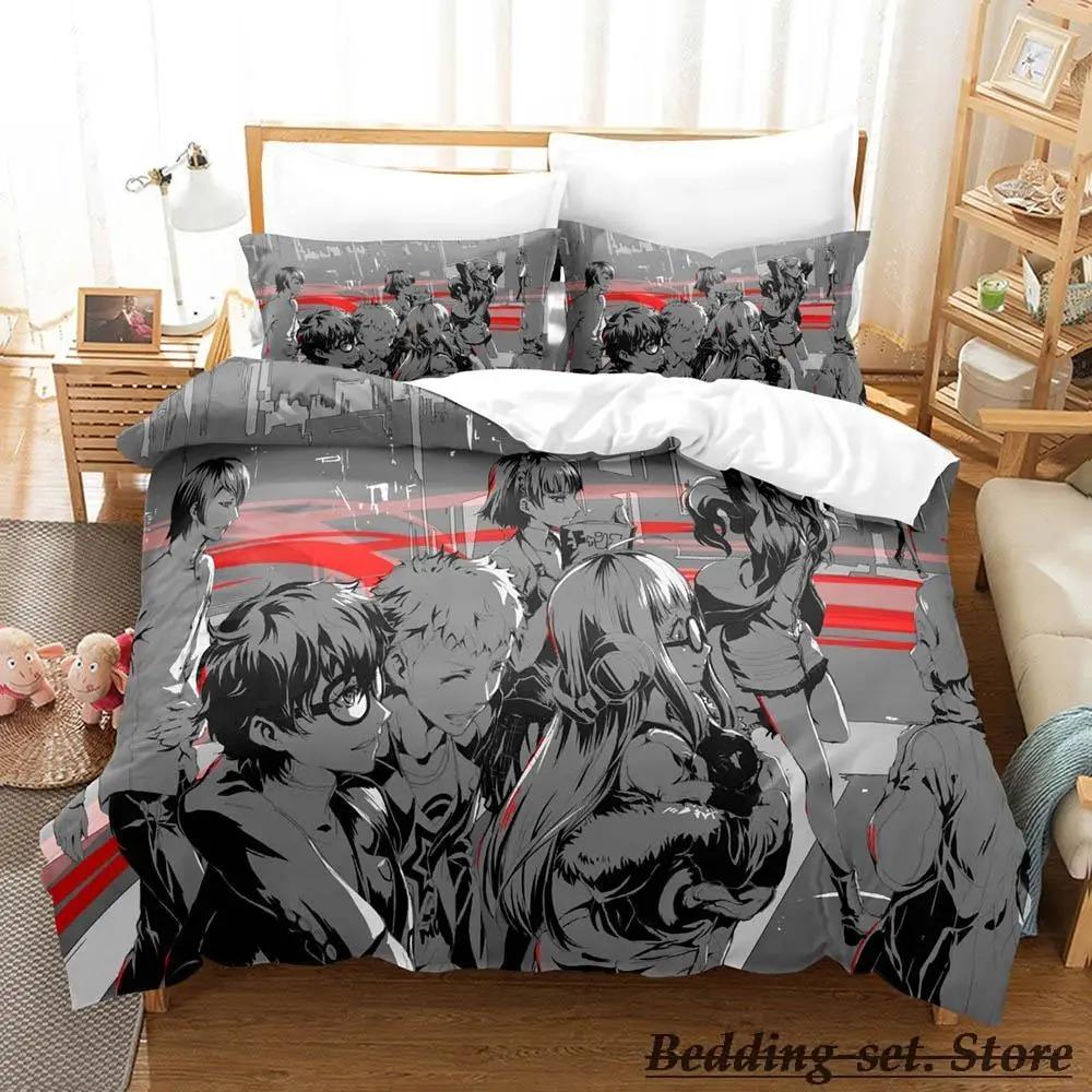 

Game Persona 5 Bedding Set Cartoon Anime three-piece set Adult Kid Bedroom Duvetcover Sets 3D Kawaii lit 2 personnes US Queen 228x228cm