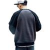 Men's Plus Size Color Block Heavyweight Hoodie - Casual Autumn/Winter Trendy Round Neck Pullover