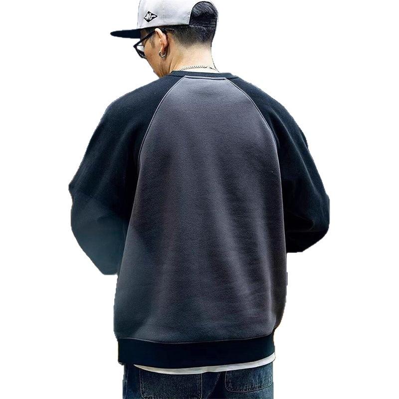 Men's Plus Size Color Block Heavyweight Hoodie - Casual Autumn/Winter Trendy Round Neck Pullover