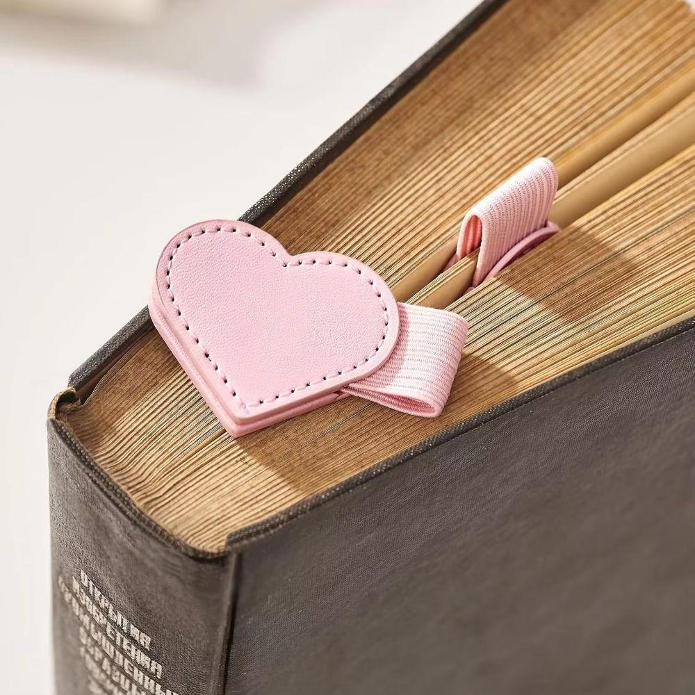 Elastic Loop Heart-Shaped Book Marks Portable Pagination Mark Book Page Clip  For Book Lovers