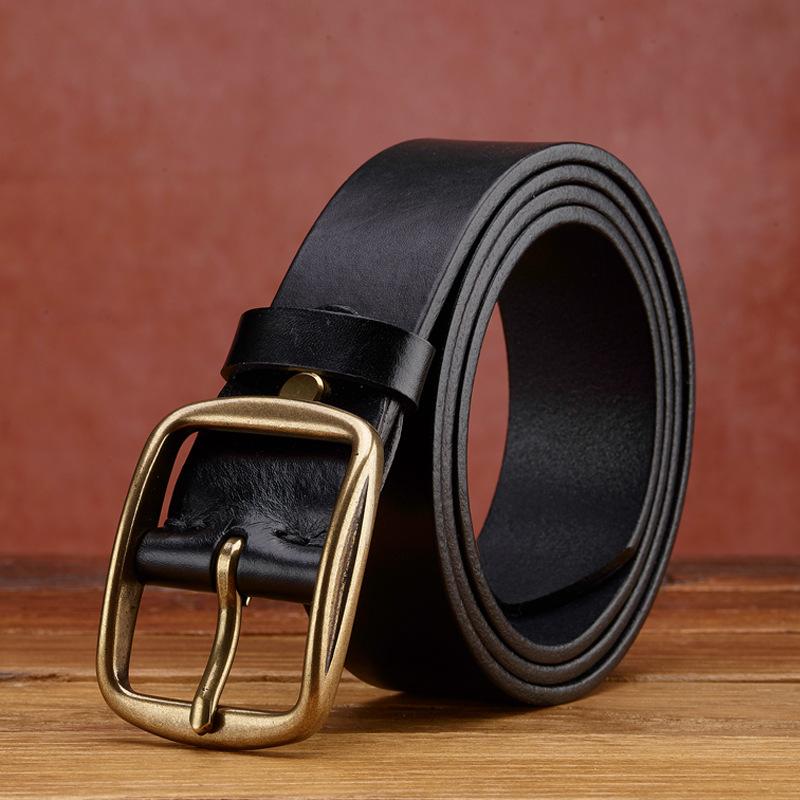 Ретро Настоящий Кожаный Ремень Мужской Ручной Работы Из Чистой Кожи Первого Слоя Универсальный Повседневный Британский Среднего Возраста И Молодого Американский Ремень 100cm