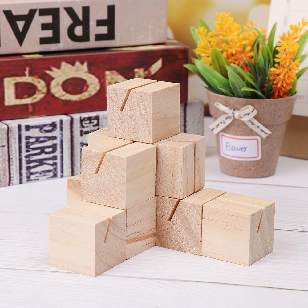 Natural Wood Wedding Supplies Round Shape Base Place Card Picture Frame Clamps Stand Photos Clips