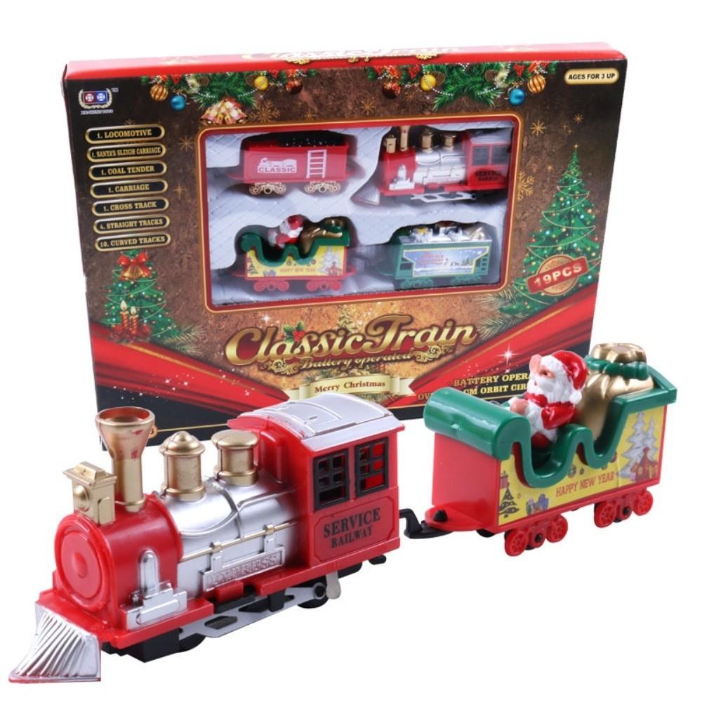 ABS Electric Train Set Battery Powered Electric Rail Cart New Railway Car Toy  Xmas Gifts