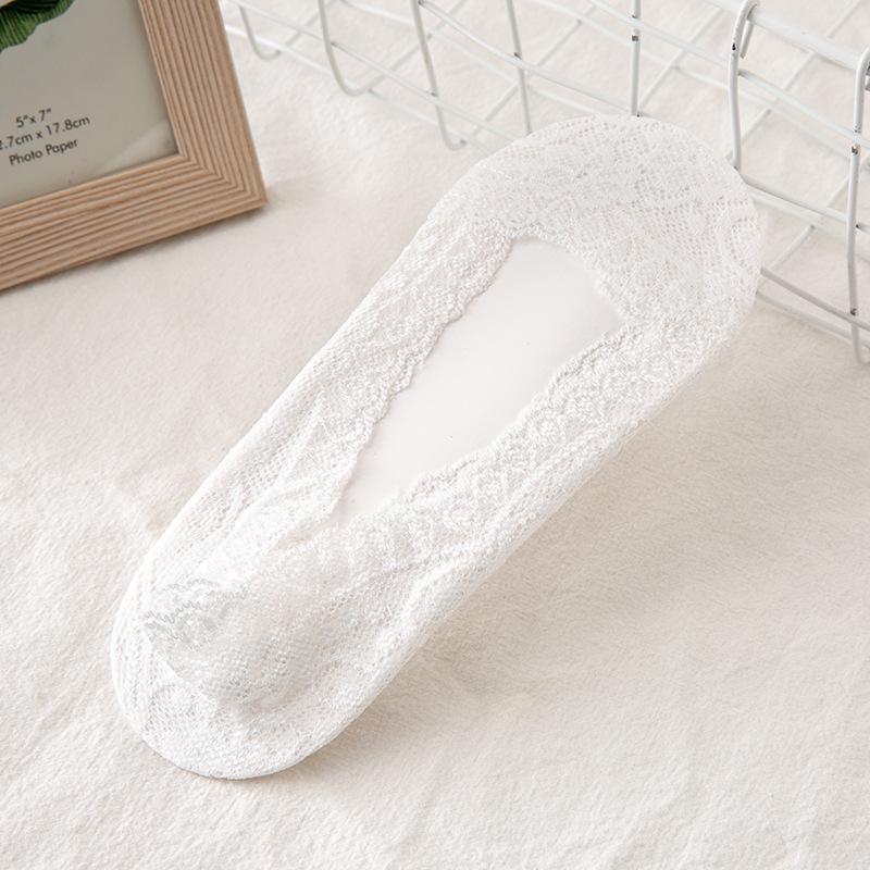 Women's Summer Ice Silk Low-Cut Invisible Lace Socks - Breathable, Anti-Slip, Super Thin