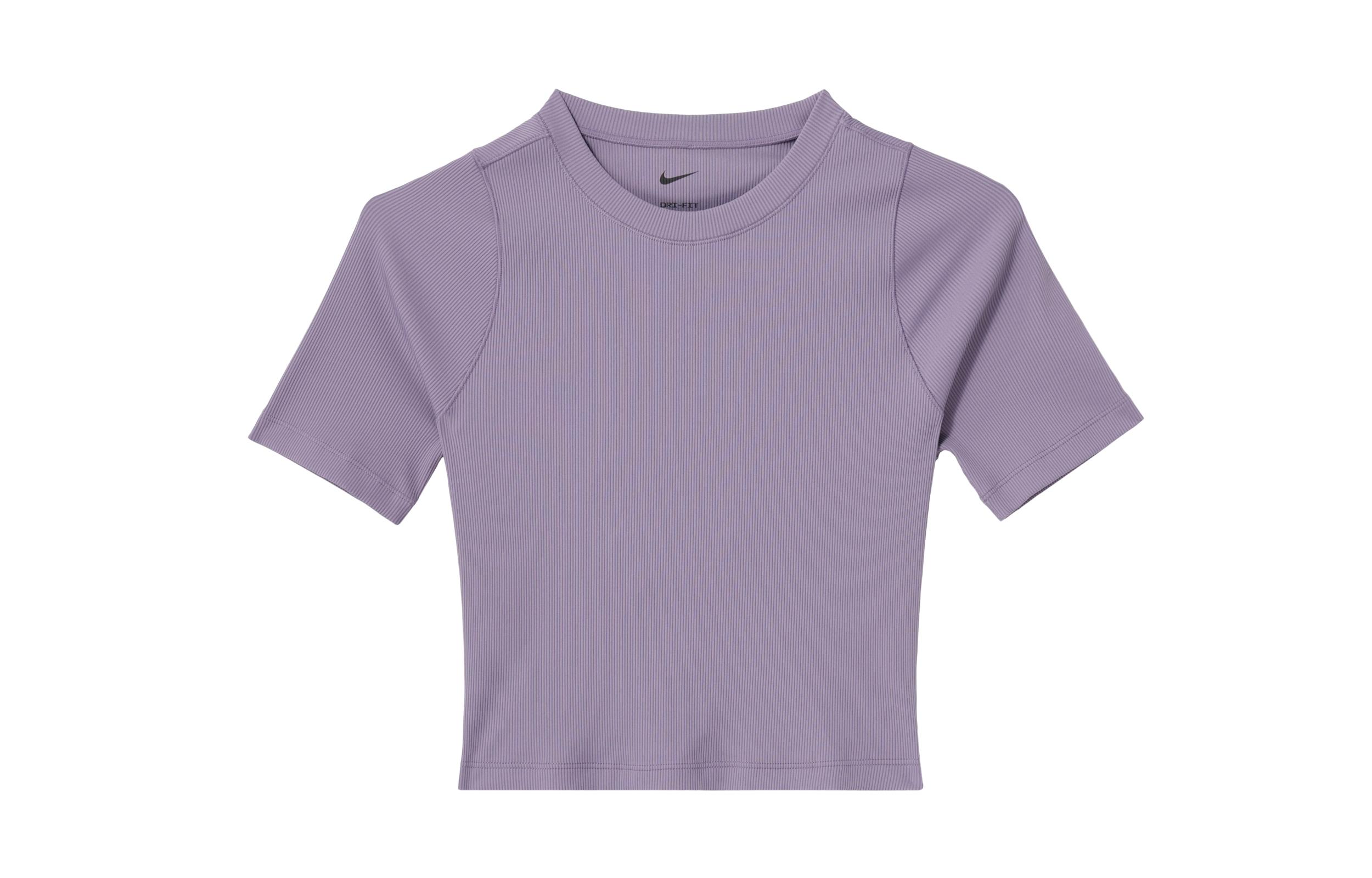 Nike Zenvy Dri-FIT Women s Ribbed Short Sleeve Cropped Top  Dark Purple  FN7468-509 XXS
