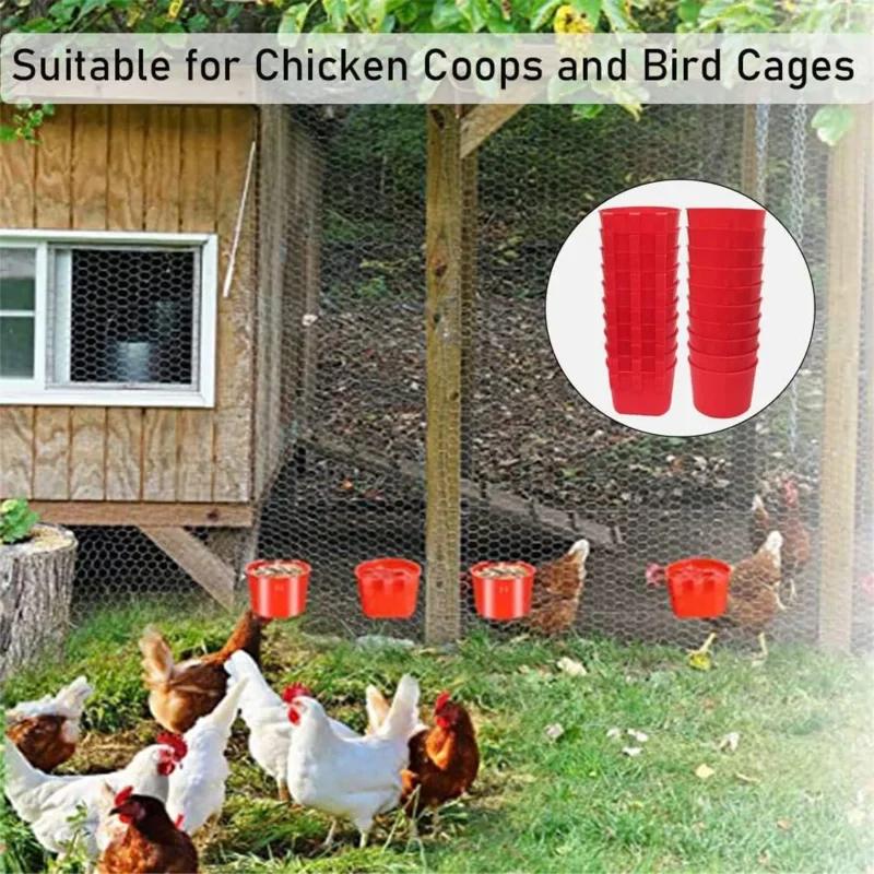2026New 12Pcs Chickens Rabbit Feeders for Cage,Hanging Chicken Water Feeder Cup, Plastic Birds Feeders Seed Bowl,