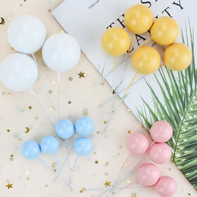 Reusable Colorful Round Ball Plug-In Plastic Pink Blue Yellow White Birthday Cake Decoration Plugin Event & Party Cake Decor