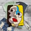 Camiseta Estampada 3D Cara Abstracta de Verano para Mujer Camisetas de Manga Corta Ropa de Calle Harajuku Camisetas Largas Y2k Ropa para Mujer