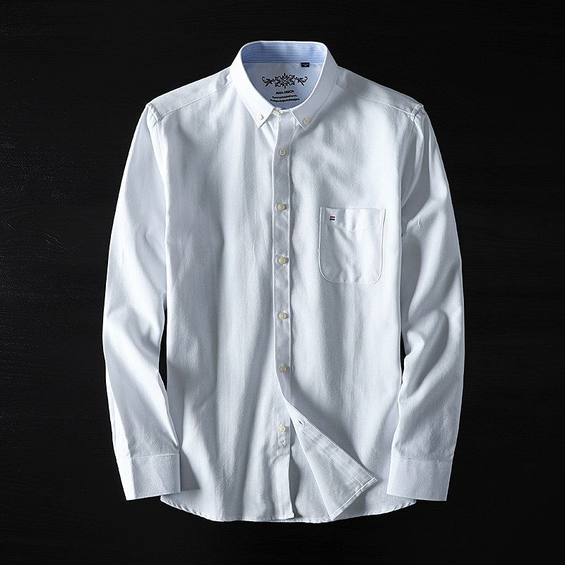 Oxford Fabric Long-Sleeved Japanese and Korean Style Shirt