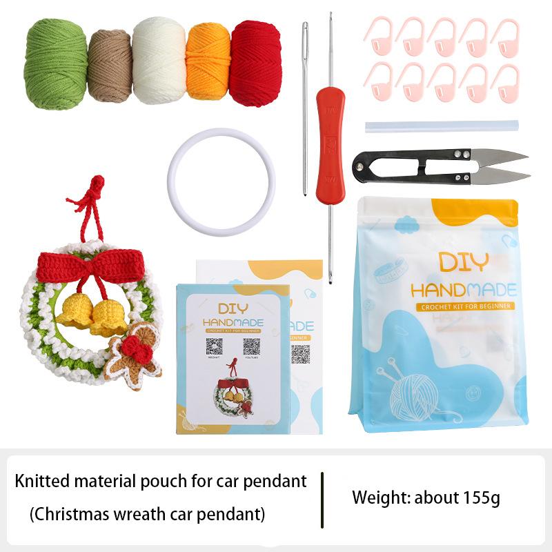 Christmas festive atmosphere decoration car hanging hand-knitted small biscuit car hanging DIY material pack crochet car hanging
