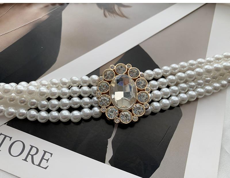 Stylish Korean Pearl Waist Chain For Women With Colorful Petals And Rhinestones