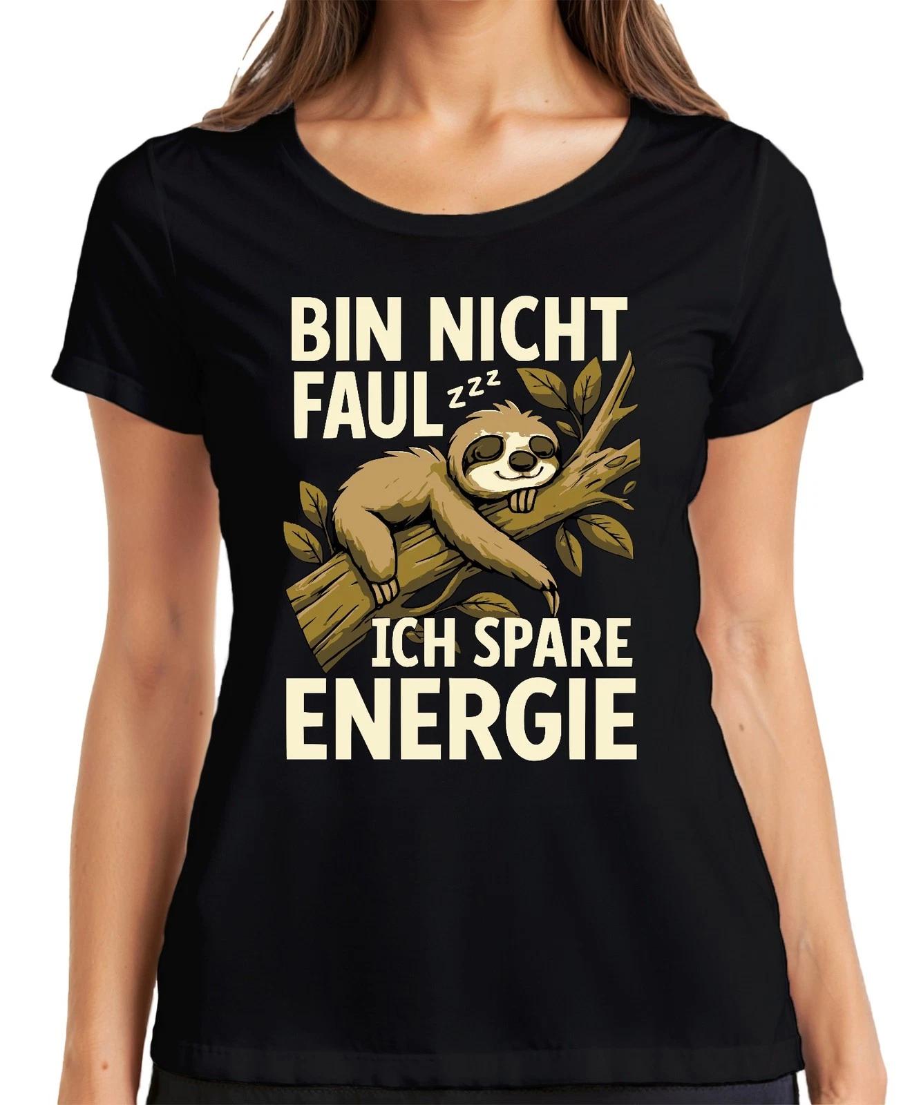Bin nicht faul ich spare Energie zzz Faultier lustig Geschenk Damen T-Shirt L
