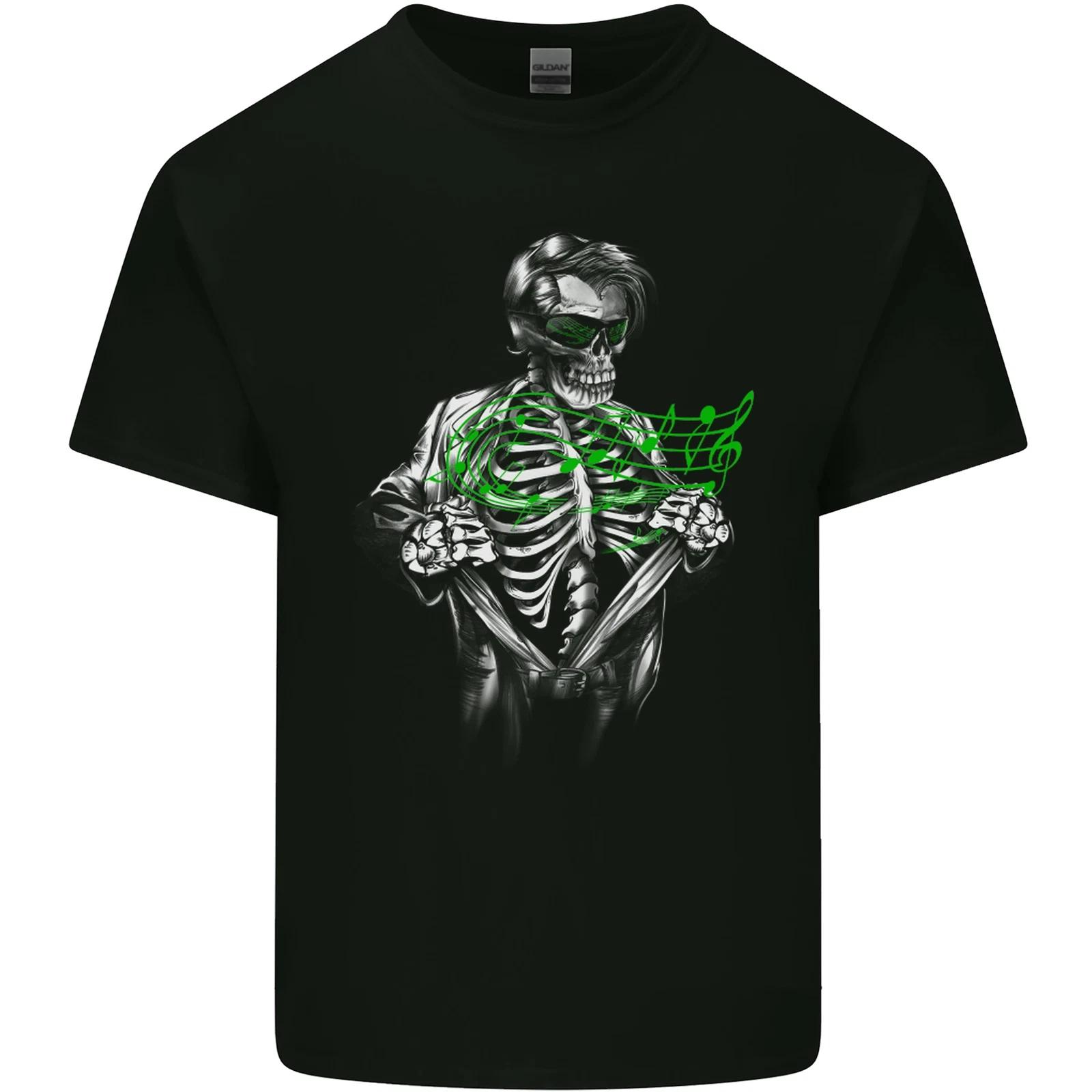 Rockabilly Skeleton Music Skull Hot Rod Kids T-Shirt Childrens S
