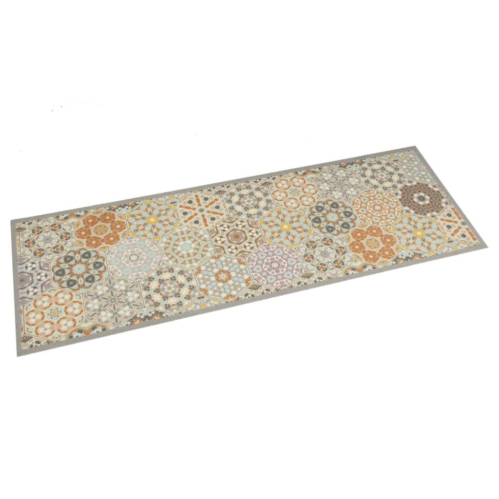 vidaXL Küchenteppich Waschbar Hexagon Pastell 60x180 cm Samt weiß